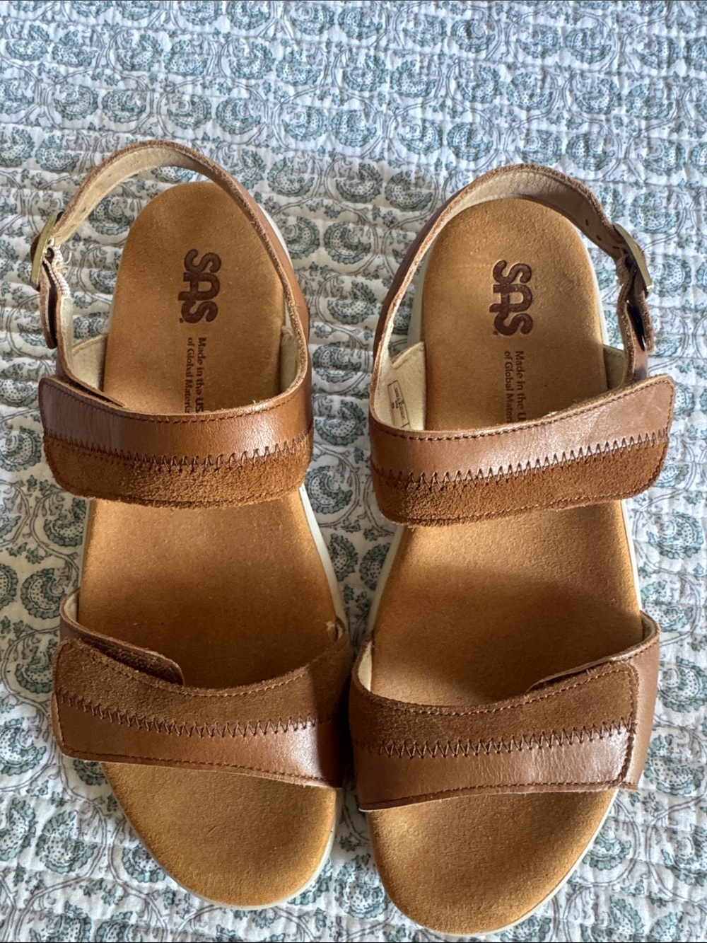 SAS Tan Leather Adjustable Strap Sandals